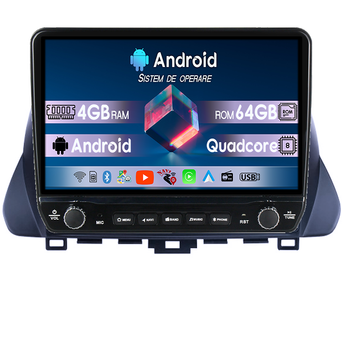 Navigatie dedicata Hyundai Lafesta 2019 Tesla cu butoane rotative model 2024, 4GB RAM 64GB ROM, Procesor Quadcore, Android 14, Display QLED 10", DSP, Carplay&Android Auto [1]