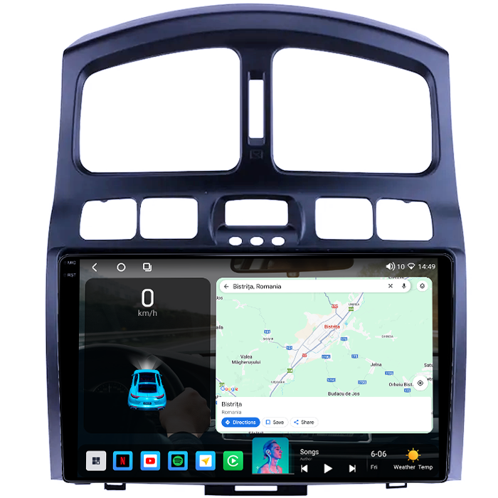 Navigatie dedicata Hyundai Santa Fe 2000-2012, 4GB RAM 64GB ROM, Octacore, Android 14, Display QLED 1K 9", Carplay&Android Auto, SIM 4G, Ventilator Activ [2]