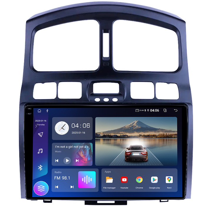 Navigatie dedicata Hyundai Santa Fe 2000-2012, 4GB RAM 64GB ROM, Quad Core, Display 9" QLED 1K, Carplay, Android 14, Bluetooth, Magazin Play, Suport Camere AHD [2]