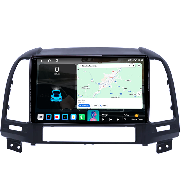 Navigatie dedicata Hyundai Santa Fe 2005-2012, 4GB RAM 64GB ROM, Octacore, Android 14, Display QLED 1K 9", Carplay&Android Auto, SIM 4G, Ventilator Activ [2]