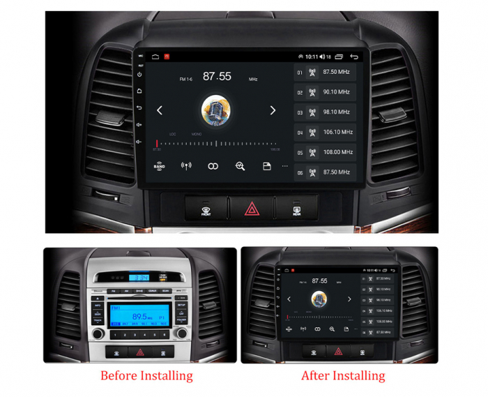 Navigatie dedicata Hyundai Santa Fe 2006-2012, 4 GB RAM 32 ROM, Android 13, Display QLED, 9", DSP, Carplay, Android Auto, Internet, Youtube , Waze , WI-FI , USB , Bluetooth [5]