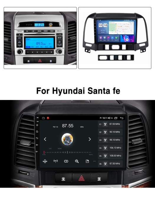 Navigatie dedicata Hyundai Santa Fe 2006-2012, 4 GB RAM 32 ROM, Android 13, Display QLED, 9", DSP, Carplay, Android Auto, Internet, Youtube , Waze , WI-FI , USB , Bluetooth [7]