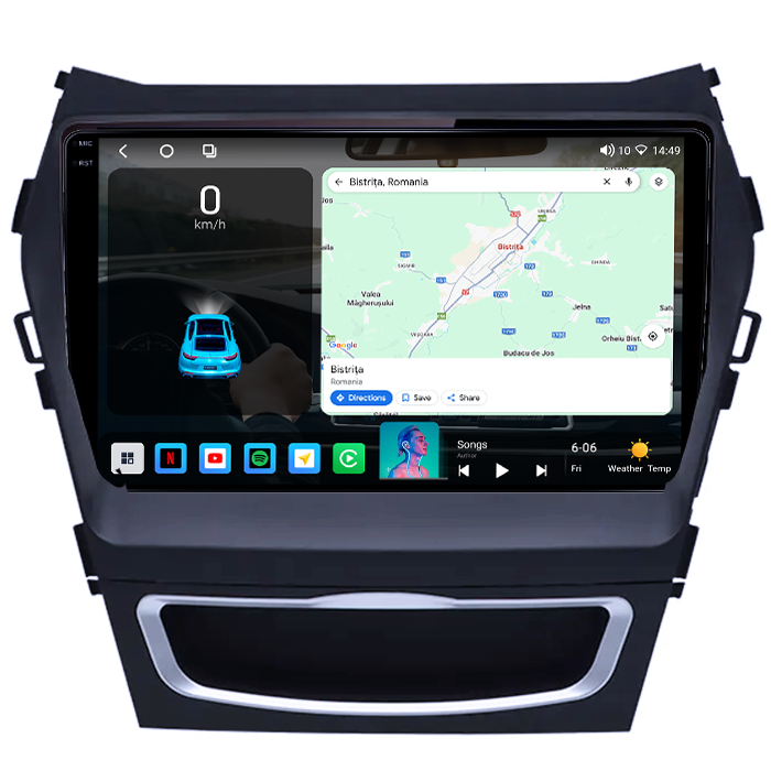 Navigatie dedicata Hyundai Santa Fe 2012-2018, 4GB RAM 64GB ROM, Octacore, Android 14, Display QLED 1K 9", Carplay&Android Auto, SIM 4G, Ventilator Activ [2]