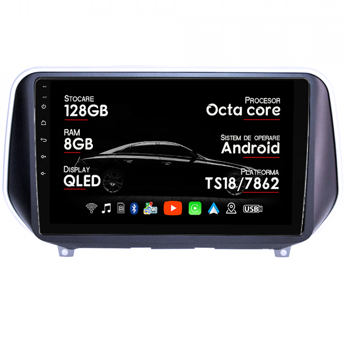 Navigatie dedicata Hyundai Santa Fe 2018+, 8GB RAM 128GB ROM, Octacore, Platforma TS18, Android 14, Display QLED 9”, Suporta camera 360º, DSP, Carplay&Android Auto, SIM 4G, Ventilator Activ [1]