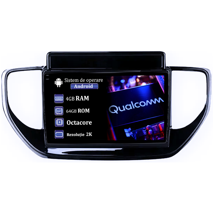Navigatie dedicata Hyundai Solaris 2 2020-2021, 4GB RAM 64GB ROM, Procesor Qualcomm Octacore, Android 14, Rezolutie 2K, Display QLED 9", DSP, Carplay&Android Auto, SIM 4G [1]