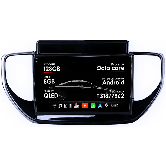 Navigatie dedicata Hyundai Solaris 2 2020-2021, 8GB RAM 128GB ROM, Octacore, Platforma TS18, Android 14, Display QLED 9", Suporta camera 360", DSP, Carplay&Android Auto, SIM 4G, Ventilator Activ [1]
