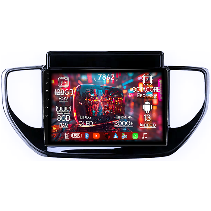 Navigatie dedicata Hyundai Solaris 2 2020-2021, 8GB RAM 128GB ROM, Octacore, Platforma 7862,Android 13, Display QLED 9”, Suporta camera 360º, DSP, Carplay&Android Auto, SIM 4G, Ventilator Activ [1]