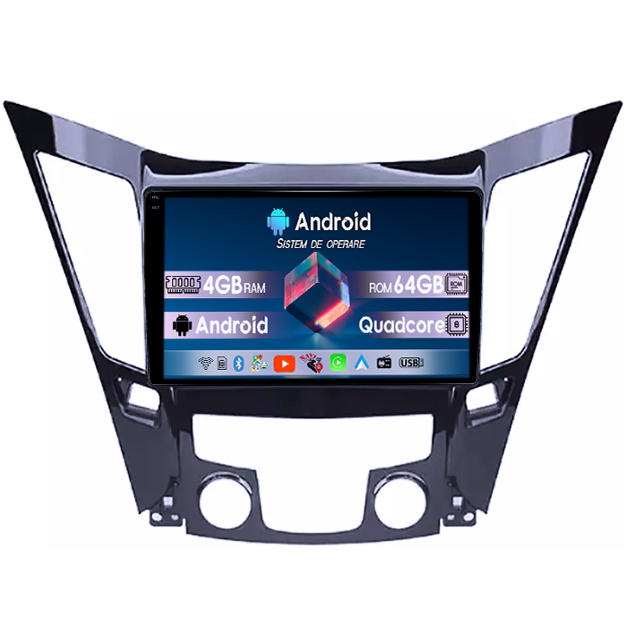 Navigatie dedicata Hyundai Sonata 2009-2014, 4GB RAM 64GB ROM, Quad Core, Display 9" QLED 1K, Carplay, Android 14, Bluetooth, Magazin Play, Suport Camere AHD [1]