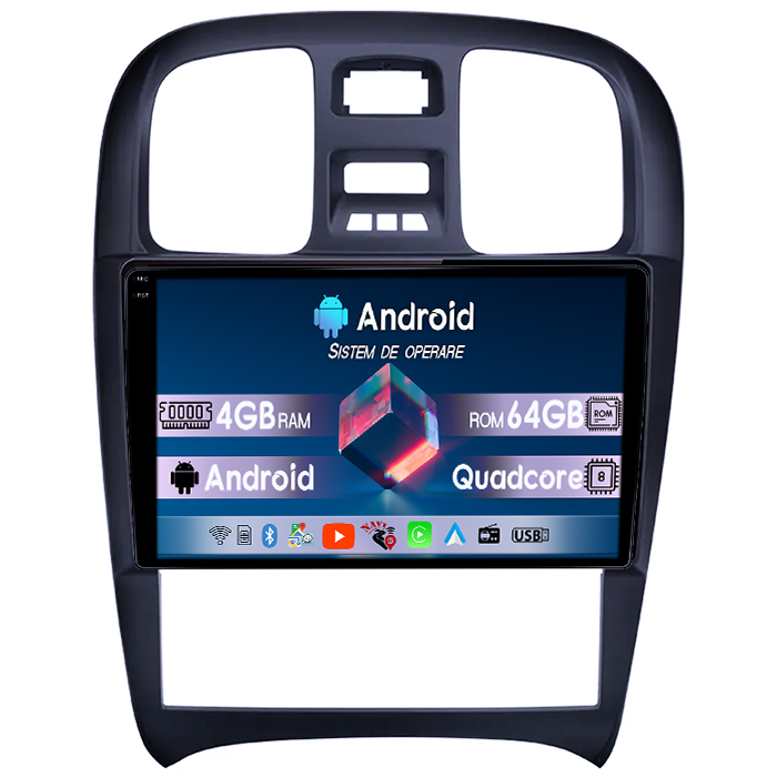 Navigatie dedicata Hyundai Sonata Fe 2004-2012, 4GB RAM 64GB ROM, Quad Core, Display 9" QLED 1K, Carplay, Android 14, Bluetooth, Magazin Play, Suport Camere AHD [1]