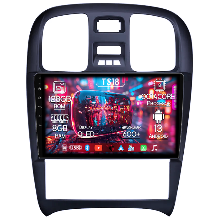 Navigatie dedicata Hyundai Sonata Fe 2004-2012, 8GB RAM 128GB ROM, Octacore, Platforma TS18, Android 13, Display QLED 9”, Suporta camera 360º, DSP, Carplay&Android Auto, SIM 4G, Ventilator Activ [1]