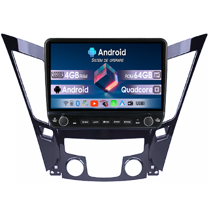 Navigatie dedicata Hyundai Sonata 2009-2014 Tesla cu butoane rotative model 2024, 4GB RAM 64GB ROM, Procesor Quadcore, Android 14, Display QLED 10", DSP, Carplay&Android Auto [1]