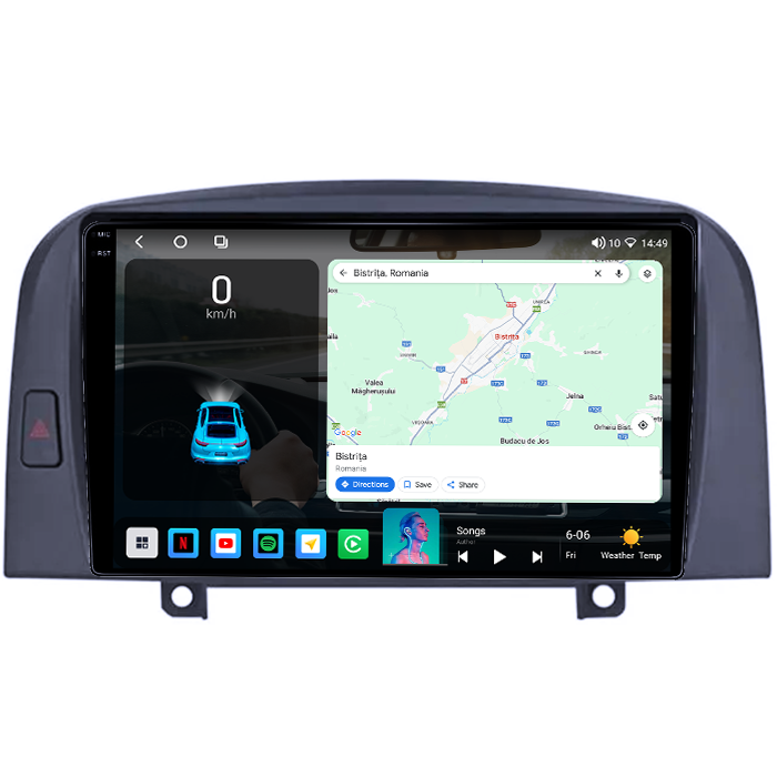 Navigatie dedicata Hyundai Sonata NF 2004-2008, 4GB RAM 64GB ROM, Procesor Qualcomm Octacore, Android 14, Rezolutie 2K, Display QLED 9", DSP, Carplay&Android Auto, SIM 4G [2]
