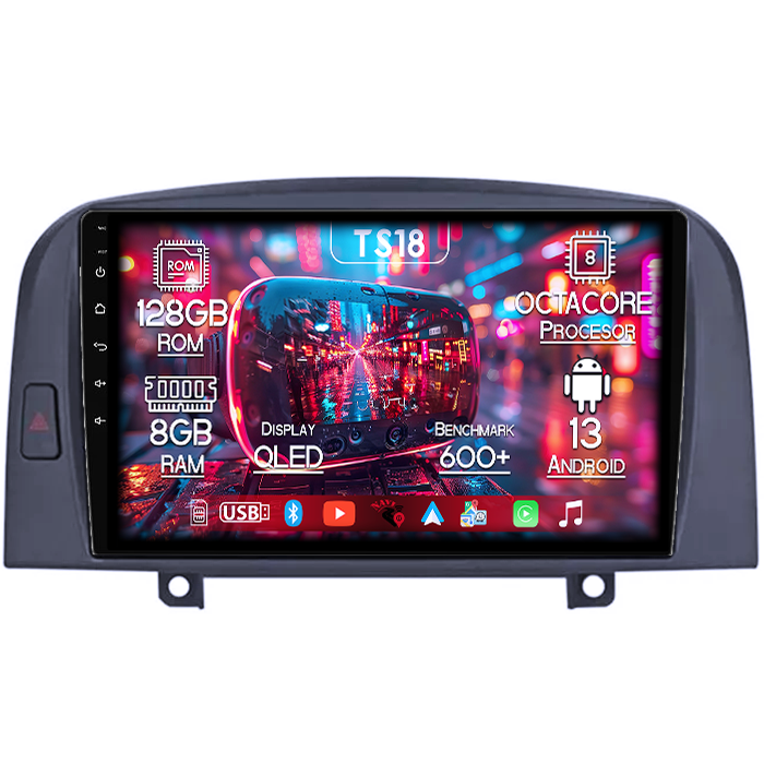 Navigatie dedicata Hyundai Sonata NF 2004-2008, 8GB RAM 128GB ROM, Octacore, Platforma TS18, Android 13, Display QLED 9”, Suporta camera 360º, DSP, Carplay&Android Auto, SIM 4G, Ventilator Activ [1]