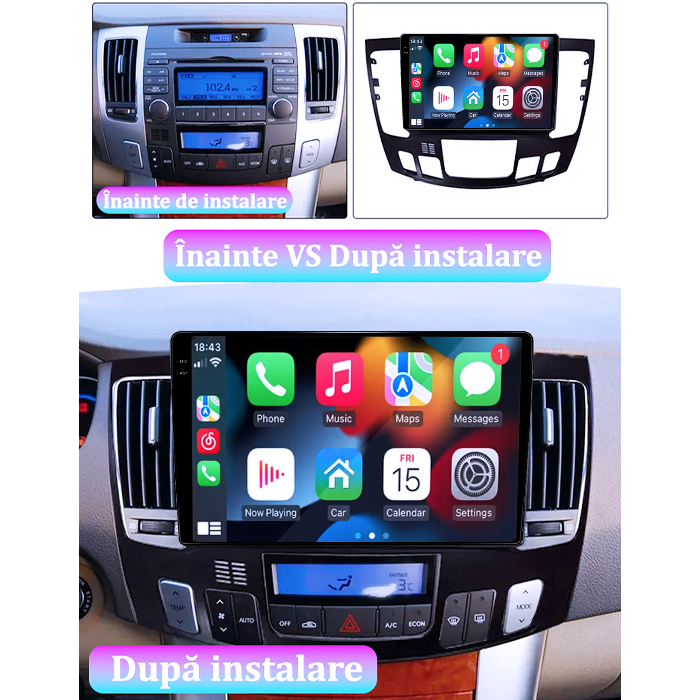 Navigatie dedicata Hyundai Sonata NF 2009, 4GB RAM 64GB ROM, Procesor Qualcomm Octacore, Android 14, Rezolutie 2K, Display QLED 9", DSP, Carplay&Android Auto, SIM 4G [7]