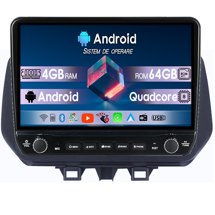 Navigatie dedicata Hyundai Tucson 2018-2020 Tesla cu butoane rotative model 2024, 4GB RAM 64GB ROM, Procesor Quadcore, Android 14, Display QLED 10", DSP, Carplay&Android Auto [1]
