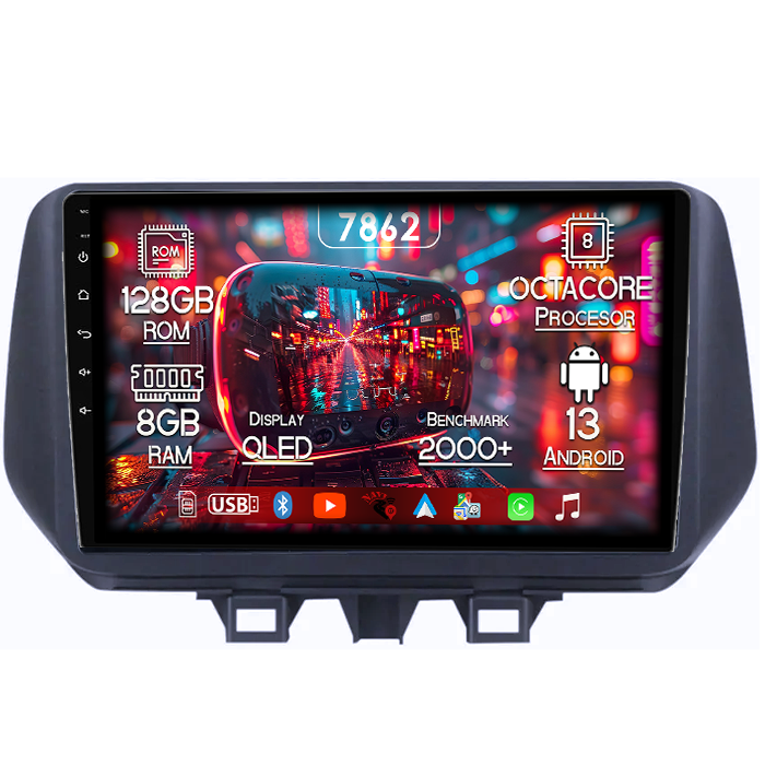 Navigatie dedicata Hyundai Tucson 2018-2020, 8GB RAM 128GB ROM, Octacore, Platforma 7862,Android 13, Display QLED 10”, Suporta camera 360º, DSP, Carplay&Android Auto, SIM 4G, Ventilator Activ [1]