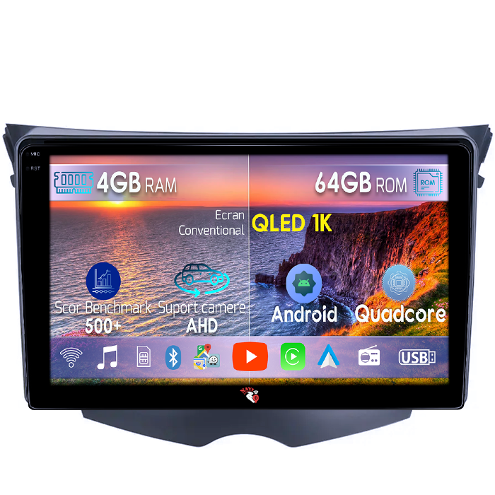Navigatie dedicata Hyundai Veloster FS 2011-2017, 4GB RAM 64GB ROM, Octacore, Android 14, Display QLED 1K 9", Carplay&Android Auto, SIM 4G, Ventilator Activ [1]