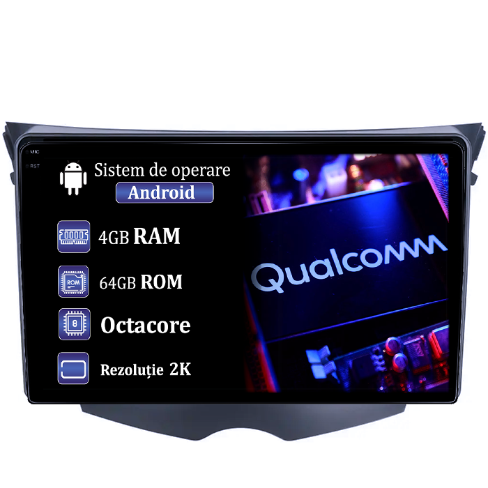 Navigatie dedicata Hyundai Veloster FS 2011-2017, 4GB RAM 64GB ROM, Procesor Qualcomm Octacore, Android 14, Rezolutie 2K, Display QLED 9", DSP, Carplay&Android Auto, SIM 4G [1]
