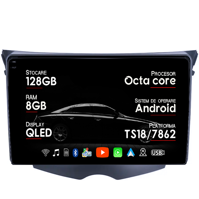 Navigatie dedicata Hyundai Veloster FS 2011-2017, 8GB RAM 128GB ROM, Octacore, Platforma TS18, Android 14, Display QLED 9", Suporta camera 360", DSP, Carplay&Android Auto, SIM 4G, Ventilator Activ [1]
