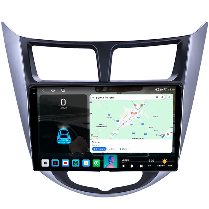 Navigatie dedicata Hyundai Verna 2010-2016, 4GB RAM 64GB ROM, Procesor Qualcomm Octacore, Android 14, Rezolutie 2K, Display QLED 9", DSP, Carplay&Android Auto, SIM 4G [2]