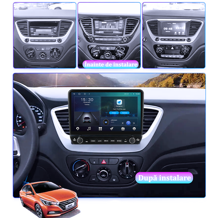 Navigatie dedicata Hyundai Verna 2017-2018 Tesla cu butoane rotative model 2024, 4GB RAM 64GB ROM, Procesor Quadcore, Android 14, Display QLED 10", DSP, Carplay&Android Auto [4]