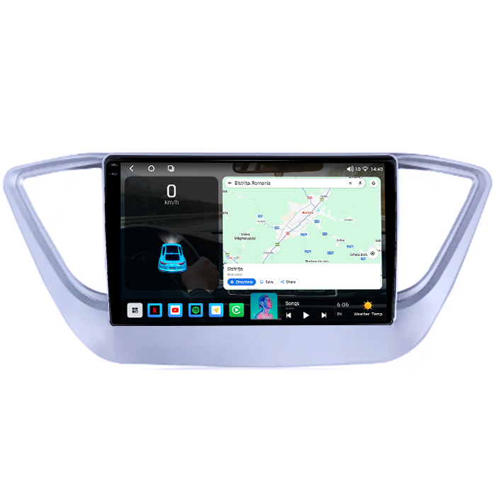 Navigatie dedicata Hyundai Verna 2017-2018, 4GB RAM 64GB ROM, Procesor Qualcomm Octacore, Android 14, Rezolutie 2K, Display QLED 9", DSP, Carplay&Android Auto, SIM 4G [2]