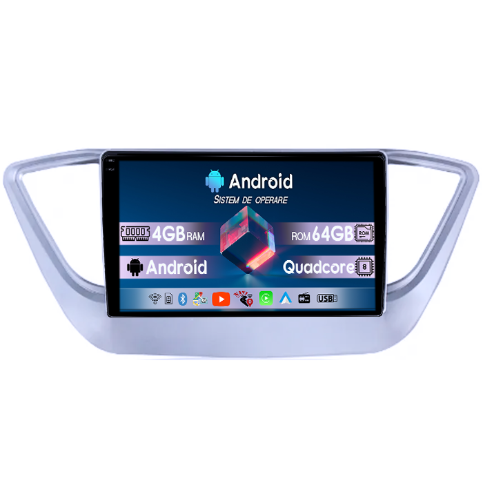 Navigatie dedicata Hyundai Verna 2017-2018, 4GB RAM 64GB ROM, Quad Core, Display 9" QLED 1K, Carplay, Android 14, Bluetooth, Magazin Play, Suport Camere AHD [1]