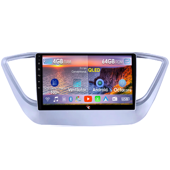 Navigatie dedicata Hyundai Verna 2017-2018, 4GB RAM 64GB ROM, Octacore, Android 14, Display QLED 9", DSP, Carplay&Android Auto, SIM 4G, Ventilator Activ [1]