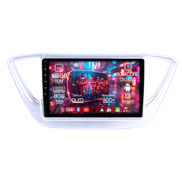 Navigatie dedicata Hyundai Verna 2017-2018, 8GB RAM 128GB ROM, Octacore, Platforma TS18, Android 13, Display QLED 9”, Suporta camera 360º, DSP, Carplay&Android Auto, SIM 4G, Ventilator Activ [1]