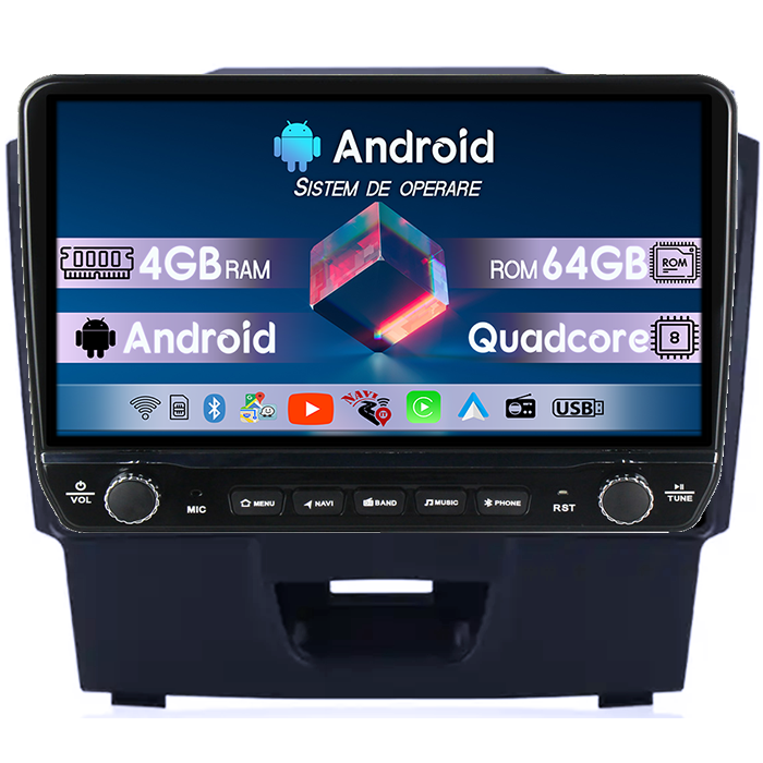 Navigatie dedicata Isuzu D-Max 2017 Tesla cu butoane rotative model 2024, 4GB RAM 64GB ROM, Procesor Quadcore, Android 14, Display QLED 10", DSP, Carplay&Android Auto [1]