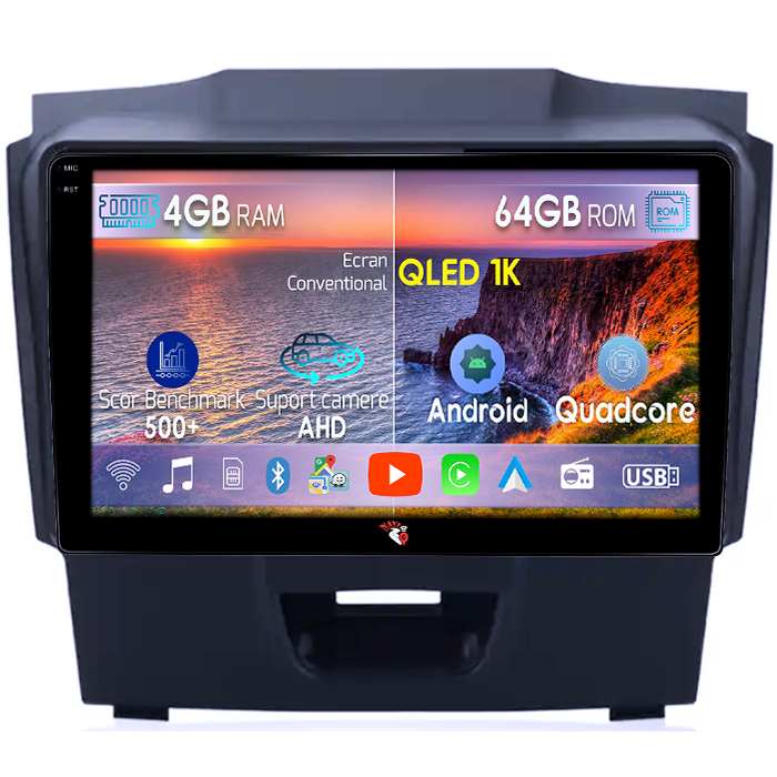 Navigatie dedicata Isuzu D-Max 2017, 4GB RAM 64GB ROM, Octacore, Android 14, Display QLED 1K 9", Carplay&Android Auto, SIM 4G, Ventilator Activ [1]
