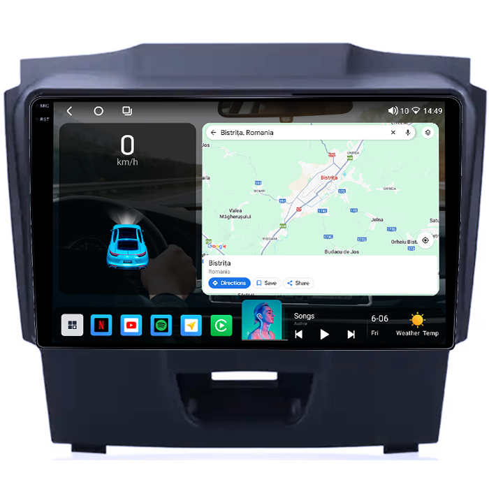 Navigatie dedicata Isuzu D-Max 2017, 4GB RAM 64GB ROM, Octacore, Android 14, Display QLED 1K 9", Carplay&Android Auto, SIM 4G, Ventilator Activ [2]