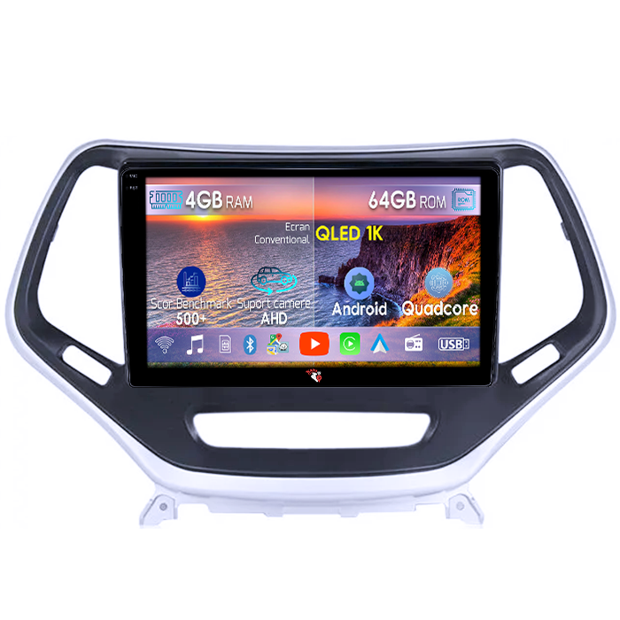 Navigatie dedicata Jeep Cherokee 5 2014-2018, 4GB RAM 64GB ROM, Octacore, Android 14, Display QLED 1K 9", Carplay&Android Auto, SIM 4G, Ventilator Activ [1]
