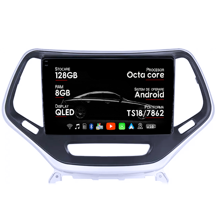 Navigatie dedicata Jeep Cherokee 5 2014-2018, 8GB RAM 128GB ROM, Octacore, Platforma TS18, Android 14, Display QLED 9", Suporta camera 360", DSP, Carplay&Android Auto, SIM 4G, Ventilator Activ [1]