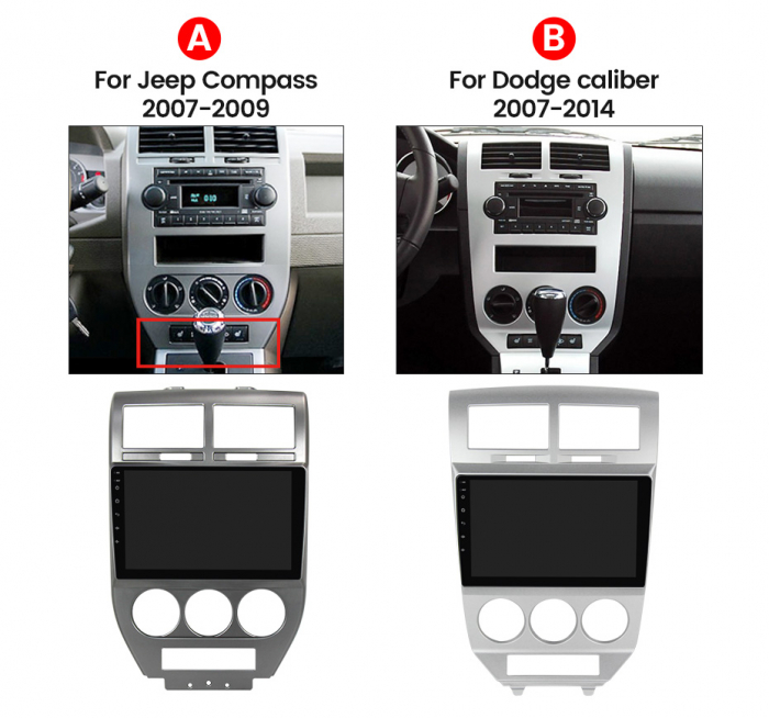 Navigatie dedicata Jeep Compass 2007-2009, 4 GB RAM 32 ROM, Android 13, Display QLED, 10", DSP, Carplay, Android Auto, Internet, Youtube , Waze , WI-FI , USB , Bluetooth [9]