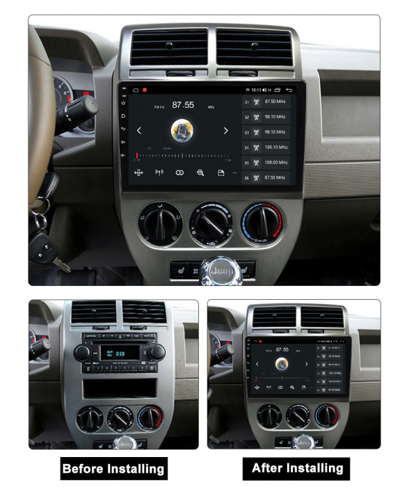 Navigatie dedicata Jeep Compass 2007-2009, 4 GB RAM 32 ROM, Android 13, Display QLED, 10", DSP, Carplay, Android Auto, Internet, Youtube , Waze , WI-FI , USB , Bluetooth [5]