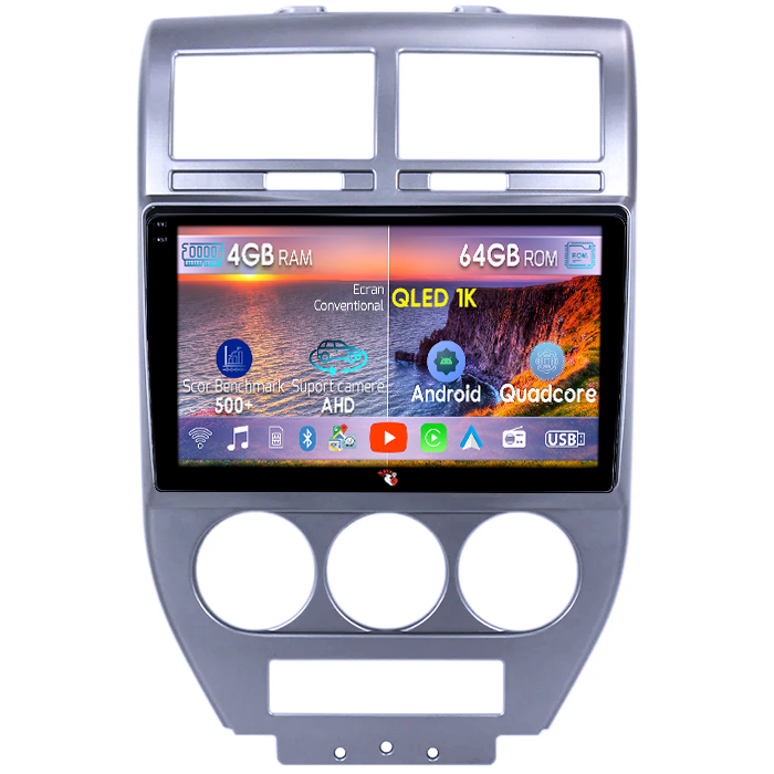 Navigatie dedicata Jeep Compass 2007-2009, 4GB RAM 64GB ROM, Octacore, Android 14, Display QLED 1K 10", Carplay&Android Auto, SIM 4G, Ventilator Activ [1]
