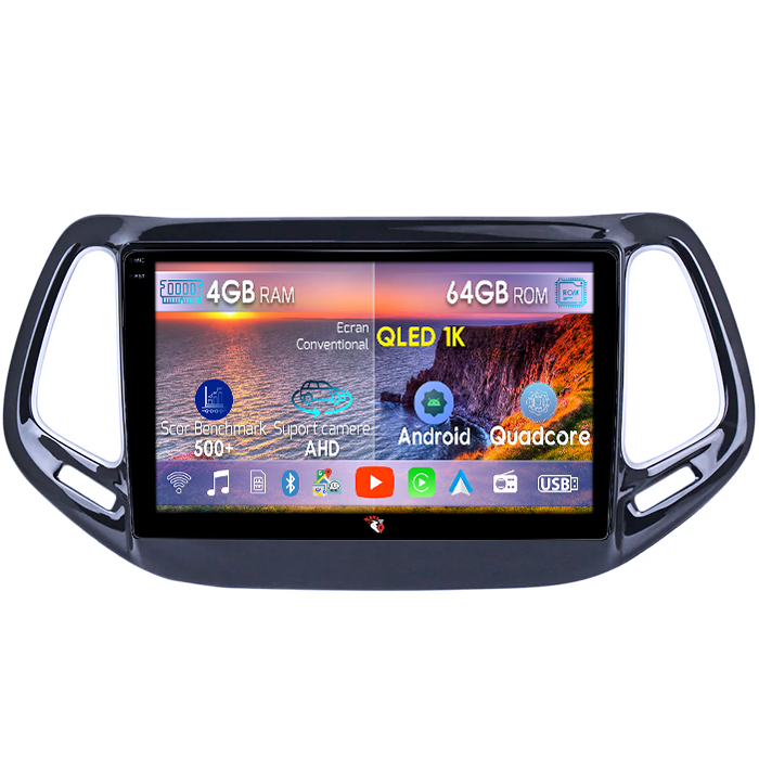 Navigatie dedicata Jeep Compass 2016-2018, 4GB RAM 64GB ROM, Octacore, Android 14, Display QLED 1K 10", Carplay&Android Auto, SIM 4G, Ventilator Activ [1]