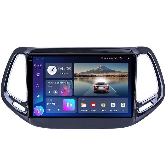Navigatie dedicata Jeep Compass 2016-2018, 4GB RAM 64GB ROM, Procesor Qualcomm Octacore, Android 14, Rezolutie 2K, Display QLED 9", DSP, Carplay&Android Auto, SIM [2]