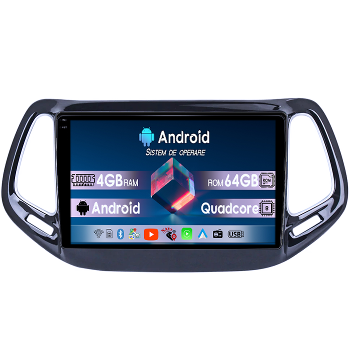 Navigatie dedicata Jeep Compass 2016-2018, 4GB RAM 64GB ROM, Quad Core, Display 10" QLED 1K, Carplay, Android 14, Bluetooth, Magazin Play, Suport Camere AHD [3]