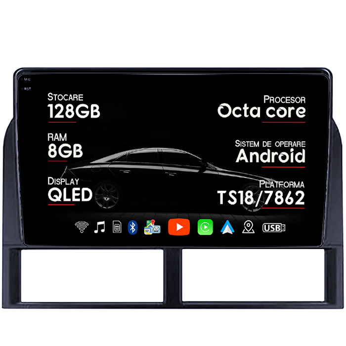 Navigatie dedicata VW Jetta5 2005-2010 si Golf 5, 8GB RAM 128GB ROM, Octacore, Platforma TS18, Android 14, Display QLED 10", Suporta camera 360", DSP, Carplay&Android Auto, SIM 4G, Ventilator Activ [1]