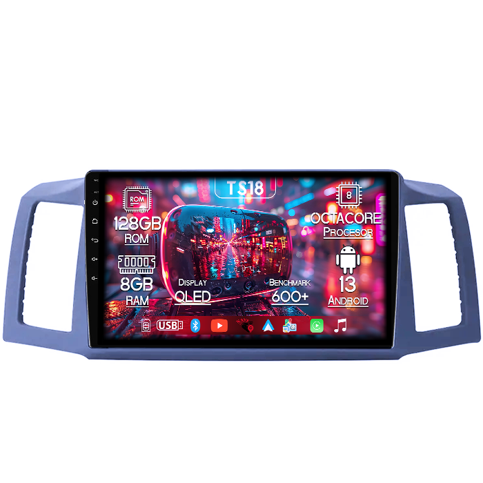 Navigatie dedicata JEEP Grand Cherokee 2004-2007, 8GB RAM 128GB ROM, Octacore, Platforma TS18, Android 13, Display QLED 9”, Suporta camera 360º, DSP, Carplay&Android Auto, SIM 4G, Ventilator Activ [1]