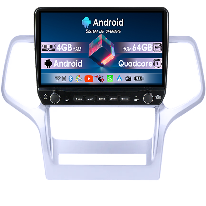 Navigatie dedicata Jeep Grand Cherokee 2010-2013 Tesla cu butoane rotative model 2024, 4GB RAM 64GB ROM, Procesor Quadcore, Android 14, Display QLED 10", DSP, Carplay&Android Auto [1]