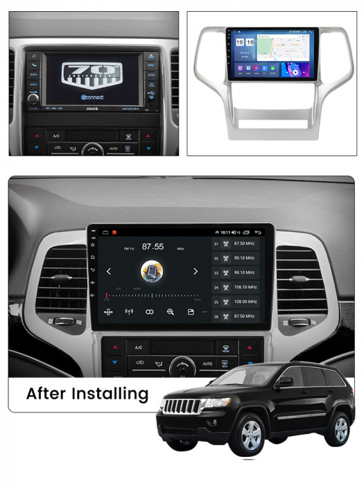 Navigatie dedicata Jeep Grand Cherokee 2010-2013, 4 GB RAM 32 ROM, Android 13, Display QLED, 9", DSP, Carplay, Android Auto, Internet, Youtube , Waze , WI-FI , USB , Bluetooth [5]