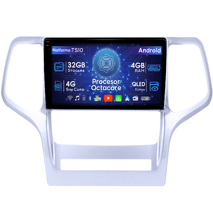 Navigatie dedicata Jeep Grand Cherokee 2010-2013, 4GB RAM 32GB ROM, Octacore, Android 14, Display QLED 1K 9", DSP, Carplay&Android Auto, SIM 4G, Bluetooth, Ventilator Activ [1]