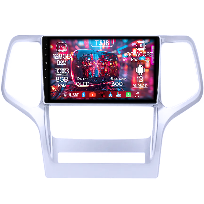 Navigatie dedicata Jeep Grand Cherokee 2010-2013, 8GB RAM 128GB ROM, Octacore, Platforma TS18, Android 13, Display QLED 9”, Suporta camera 360º, DSP, Carplay&Android Auto, SIM 4G, Ventilator Activ [1]
