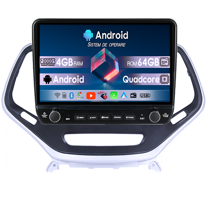 Navigatie dedicata Jeep Grand Cherokee 2014-2018 Tesla cu butoane rotative model 2024, 4GB RAM 64GB ROM, Procesor Quadcore, Android 14, Display QLED 10", DSP, Carplay&Android Auto [1]
