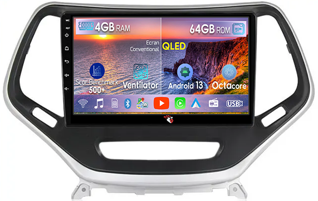 Navigatie dedicata Jeep Grand Cherokee 2014-2018, 4GB RAM 64GB ROM, Octacore, Android 14, Display QLED 1K 9", Carplay&Android Auto, SIM 4G, Ventilator Activ [1]
