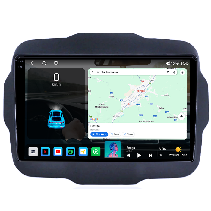 Navigatie dedicata Jeep Renegade 2016-2018, 4GB RAM 64GB ROM, Procesor Qualcomm Octacore, Android 14, Rezolutie 2K, Display QLED 9", DSP, Carplay&Android Auto, SIM 4G [2]