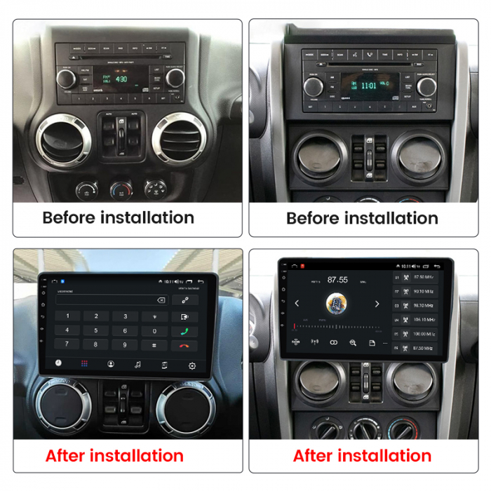 Navigatie dedicata Jeep Wrangler 2007-2018, 4 GB RAM 32 ROM, Android 13, Display QLED, 10", DSP, Carplay, Android Auto, Internet, Youtube , Waze , WI-FI , USB , Bluetooth [5]